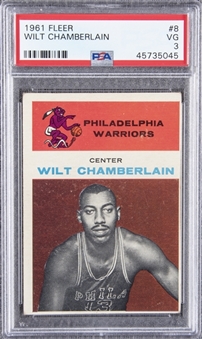 1961-62 Fleer #8 Wilt Chamberlain Rookie Card - PSA VG 3